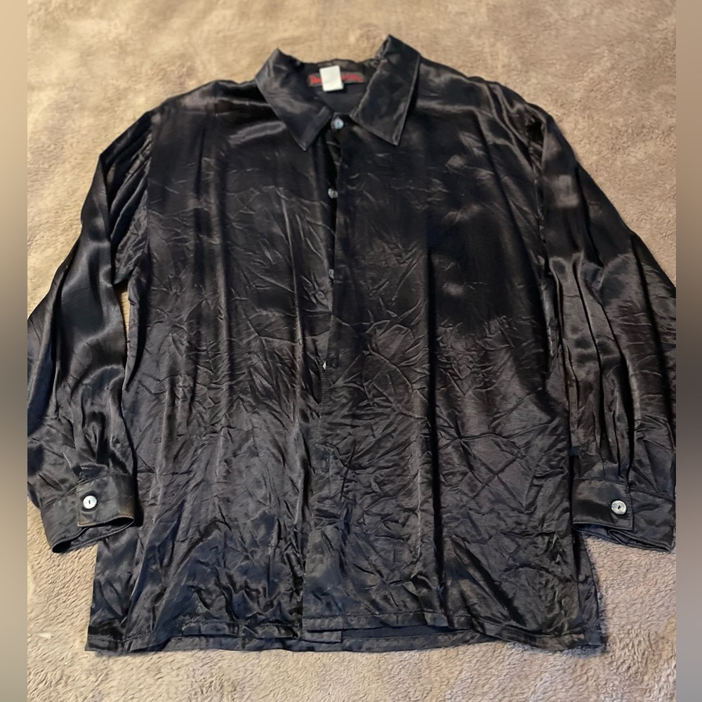 Vintage Dangerous Willie Black Button Down Long Sleeve Men’s Shirt, sz L